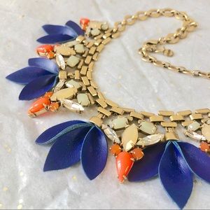 Stella & Dot leather and gem statement necklace